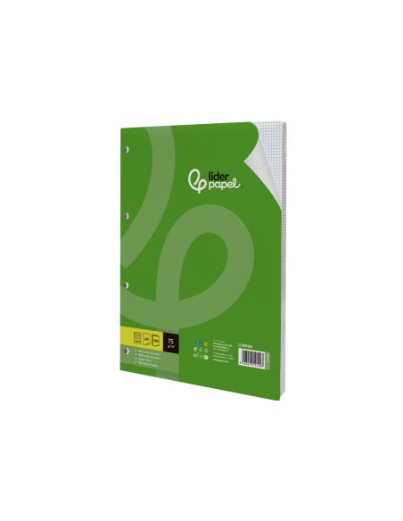 Recambio Liderpapel Din A4 100 Hojas 75 Gr Cuadro 3 Mm Con Margen 4 Taladros