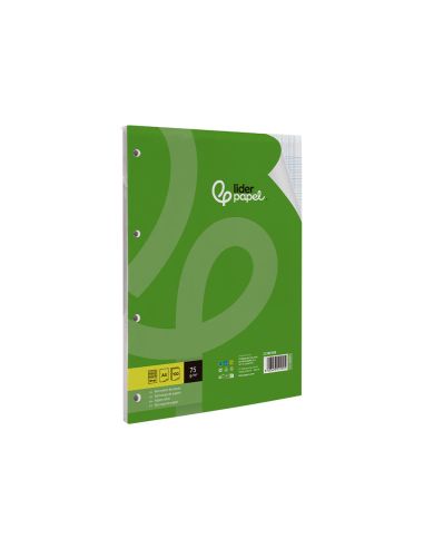 Recambio Liderpapel A4 100 Hojas 75Gr Milimetrado 2 Mm Sin Margen 4 Taladros