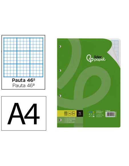 Recambio Liderpapel A4 100 Hojas 75Gr Rayado Nº46 4 Taladros