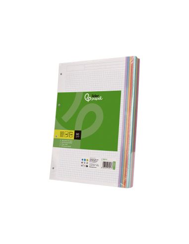 Recambio Liderpapel A4 120 Hojas 90Gr Cuadro 5 Mm 4 Taladros Bandas De 5 Colores Pasteles