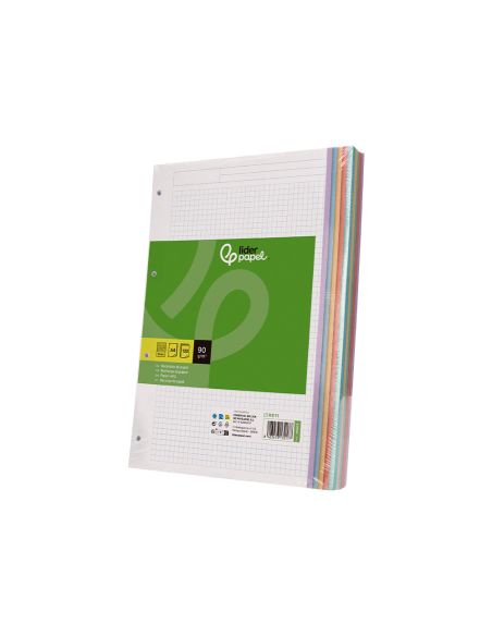 Recambio Liderpapel A4 120 Hojas 90Gr Cuadro 5 Mm 4 Taladros Bandas De 5 Colores Pasteles