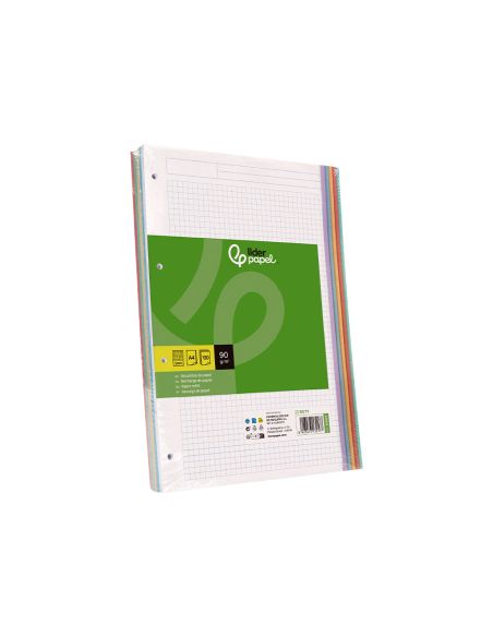 Recambio Liderpapel A4 120 Hojas 90Gr Cuadro 5 Mm 4 Taladros Bandas De 5 Colores Pasteles