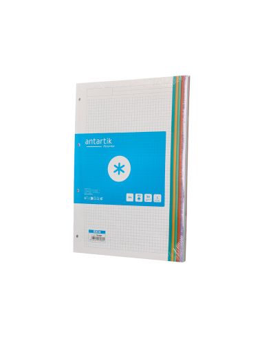 Recambio Antartik A4 80 Hojas 90Gr Cuadro 5 Mm 4 Taladros Bandas De 5 Colores Pasteles