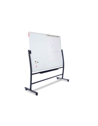 Pizarra Blanca Rocada Vitrificada Magnetica Con Soporte Volteable Doble Cara 90X120 Cm