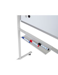 Pizarra Blanca Rocada Volteable Doble Cara Acero Lacado Magnetico Con Bandejas Accesorios 120X90 Cm 2