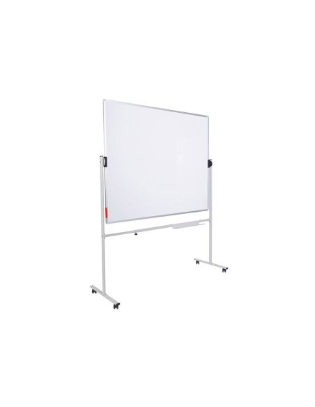 Pizarra Blanca Rocada Volteable Doble Cara Acero Lacado Magnetico Con Bandejas Accesorios 150X120 Cm