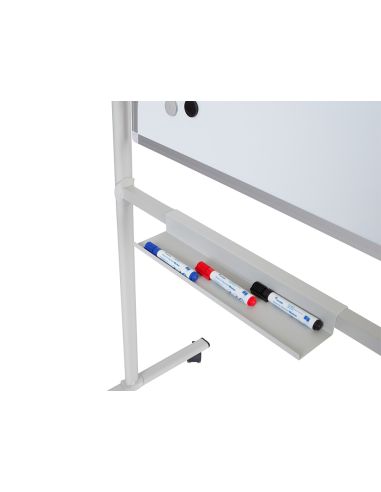 Pizarra Blanca Rocada Volteable Doble Cara Acero Lacado Magnetico Con Bandejas Accesorios120X180 Cm
