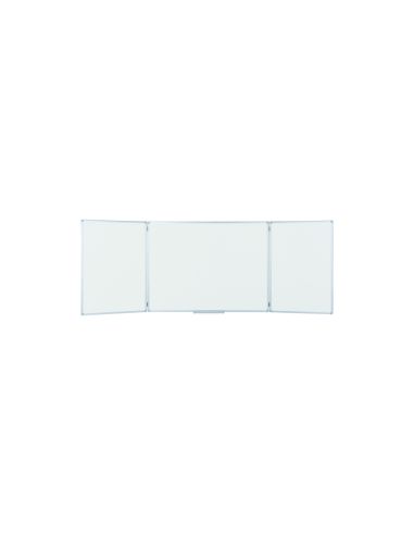 Pizarra Blanca Bi-Office Triptica Eco Magnetica Acero Lacado Marco Aluminio 120X90 Cm