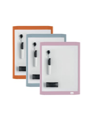 Pizarra Blanca Nobo Magnetica Con Borrador Iman Y Rotulador Marco Colores Pastel Surtidos 216X280 Mm