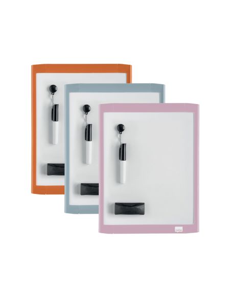 Pizarra Blanca Nobo Magnetica Con Borrador Iman Y Rotulador Marco Colores Pastel Surtidos 216X280 Mm