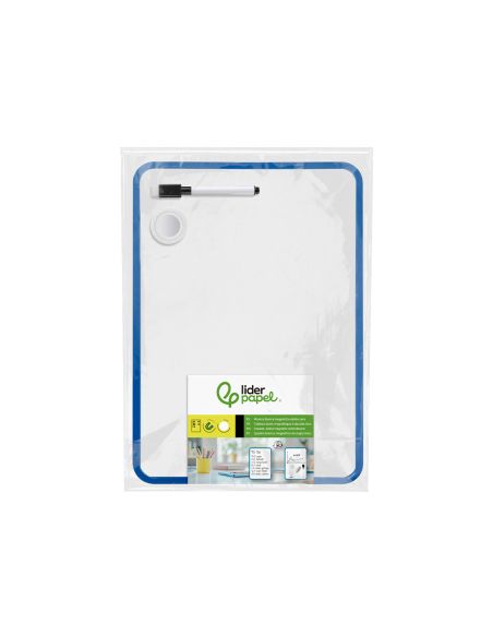 Pizarra Blanca Liderpapel 21X30 Cm Magnetica Doble Cara Lisa Con Rotulador Iman Y Borrador