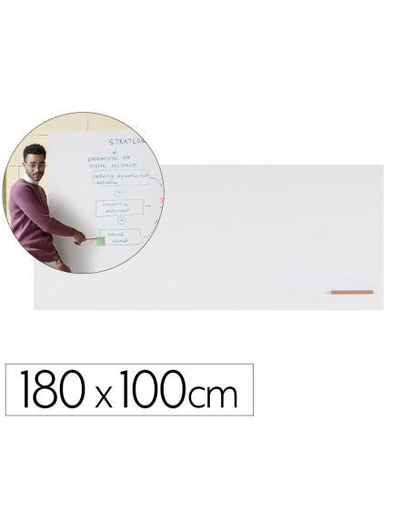 Pizarra Blanca Bi-Office Loop Magnetica Acero Lacado Sin Marco 180X100 Cm