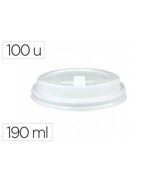 Tapa Para Vaso Bunzl 190 Ml Poliestireno Con Orificio Paquete De 100 Unidades