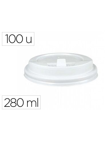 Tapa Para Vaso Bunzl 280 Ml Poliestireno Con Orificio Paquete De 100 Unidades