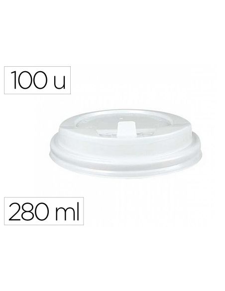 Tapa Para Vaso Bunzl 280 Ml Poliestireno Con Orificio Paquete De 100 Unidades