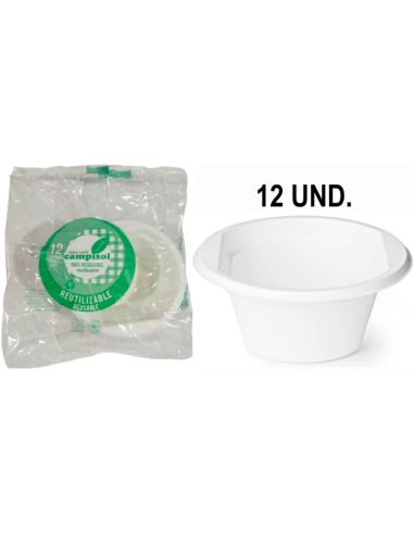 Cuenco De Plastico Reutilizable Campisol 250 Ml Paquete De 12 Unidades
