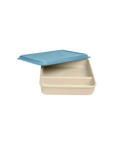 Fiambrera Exacompta Reutilizable 2 Compartimentos Color Beig Con Tapa Color Azul Biodegradable 250X210X50