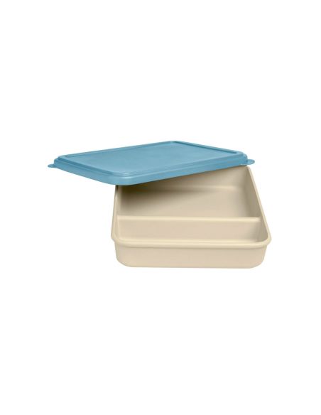 Fiambrera Exacompta Reutilizable 2 Compartimentos Color Beig Con Tapa Color Azul Biodegradable 250X210X50