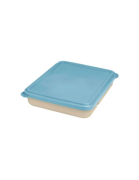 Fiambrera Exacompta Reutilizable 2 Compartimentos Color Beig Con Tapa Color Azul Biodegradable 250X210X50