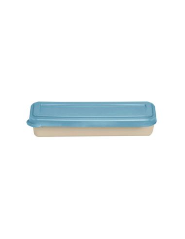 Fiambrera Exacompta Color Beig Con Tapa Color Azul Incluye 3 Cubiertos Reutilizables 205X65X40 Mm