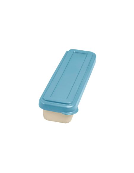 Fiambrera Exacompta Color Beig Con Tapa Color Azul Incluye 3 Cubiertos Reutilizables 205X65X40 Mm