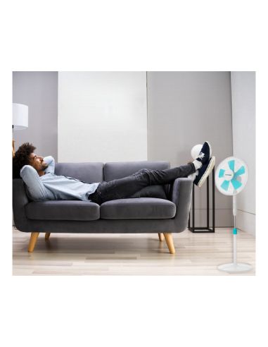 Ventilador Blaupunkt Pie Base Redonda 5 Aspas 3 Velocidades Altura Regulable Con Mando Distancia+Temporizador 45W