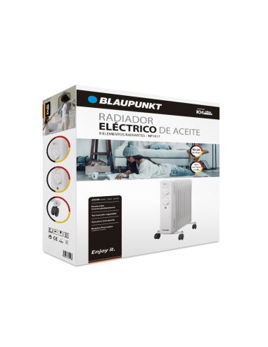 Radiador De Aceite Blaupunkt 2000W 9 Elementos Calorificos Proteccion Sobrecalentamiento Con Ruedas Color Blanco