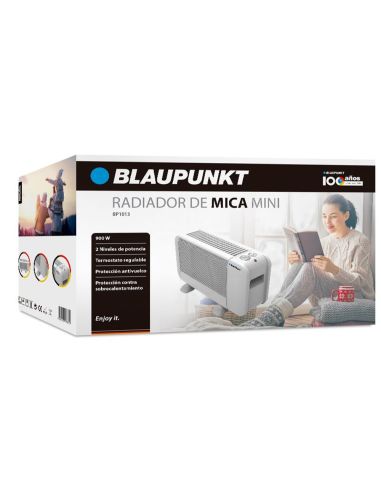 Radiador Blaupunkt Mini 900W Dos Niveles Potencia Proteccion Sobrecalentamiento Color Blanco