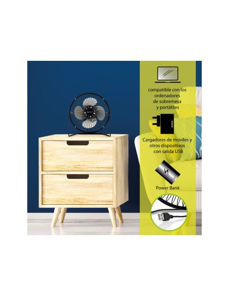Ventilador Sobremesa Avant 3W Diametro 150 Mm Alimentacion Usb Longitud Cable 1 Mt Color Negro