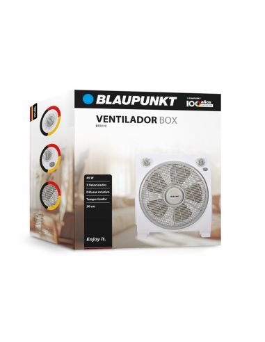Ventilador De Suelo Blaupunkt Box Fan 45W 30Cm Diametro 5 Aspas 3 Velocidades Con Temporizador Y Rejilla