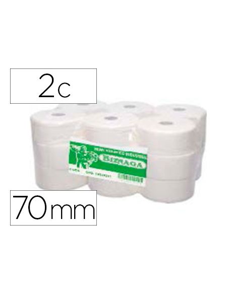 Papel Higienico Biznaga Jumbo 2 Capas Celulosa Blanca Mandril 76 Mm Para Dispensador Kf16756