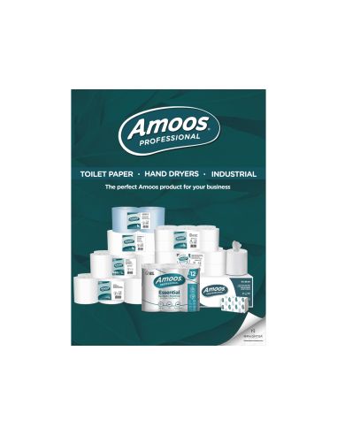 Papel Secamanos Amoos Industrial 2 Capas 32G/M2 Blanco 90 Mt Paquete De 6 Rollos