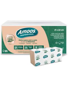 Toalla Secamanos Amoos Professional Naturally Soft 2 Capas Pasta Cruda 21X22 Cm Paquete De 200 Unidades