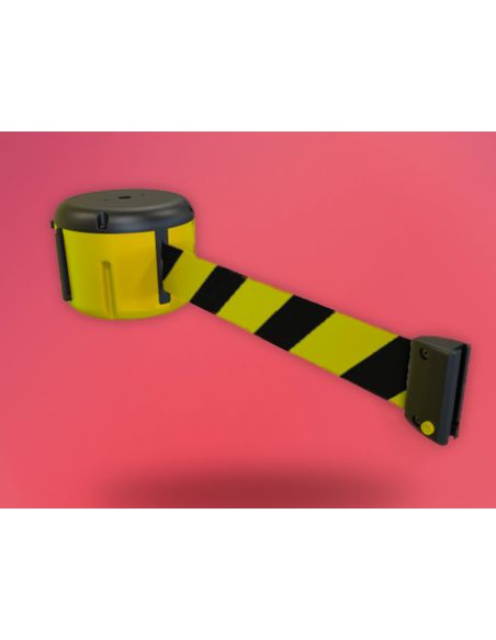 Cinta Portatil Faru Retractil Plastificada Amarilla/Negra Longitud 9 Mt