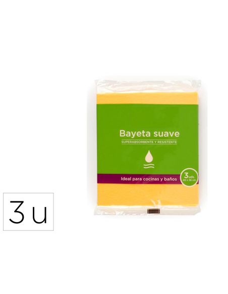 Bayeta Suave Amarilla Para Cocinas Y Baños 40X36Cm Pack De 3 Unidades