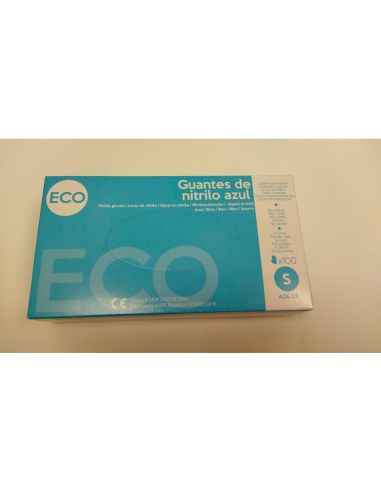 Guantes De Nitrilo Sanyc Eco Desechable No Empolvado Talla S Color Azul Caja De 100 Unidades