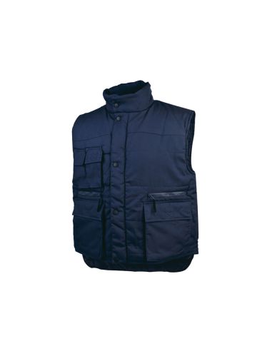 Chaleco Deltaplus Multibolsillos Con Cremallera Cintura Elastica Color Azul Naranja Talla Xl