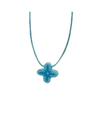 Cruz Madera Cordon Estrella 15Mm Azul
