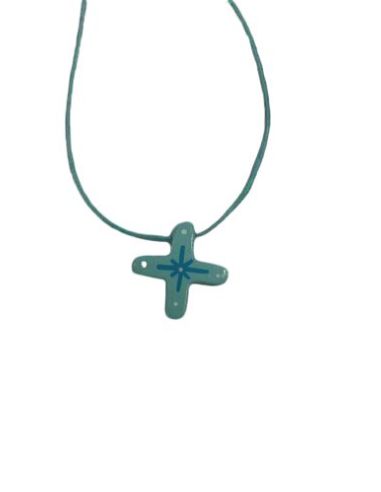 Cruz Madera Cordon Estrella 25Mm Azul