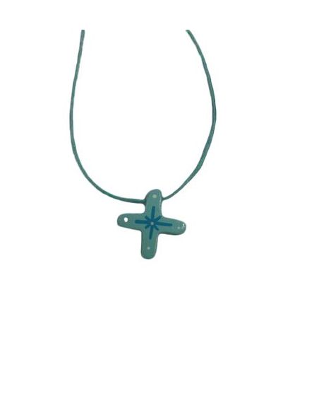 Cruz Madera Cordon Estrella 25Mm Azul