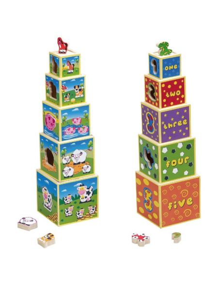 Juego de Torres con Cubos Apilables