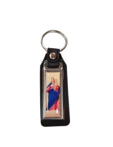 Llavero Rectangular Goma Simil Piel Maria Auxiliadora