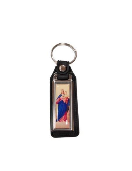Llavero Rectangular Goma Simil Piel Maria Auxiliadora