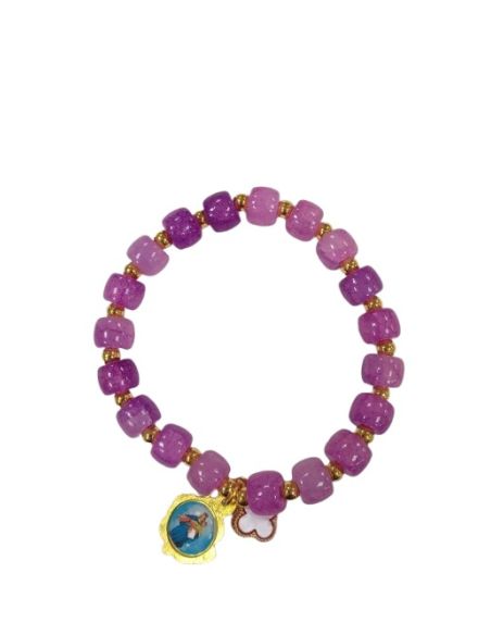 Brazalete Cristal Viola Dorado Cruz Esmalt Auxiliadora
