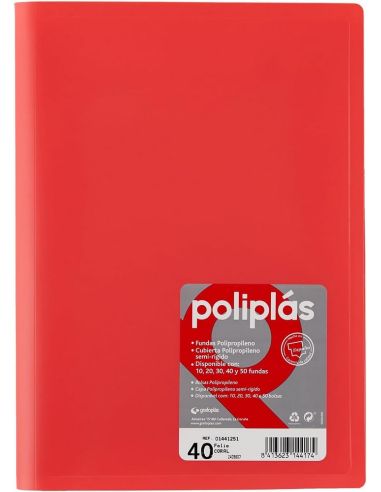 Carpeta 40 Fundas Espiral Maxiplás Pp Xs A4 Rojo