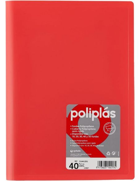 Carpeta 40 Fundas Espiral Maxiplás Pp Xs A4 Rojo