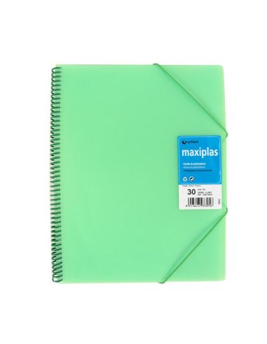 Carpeta 30 fundas a4 maxiplas pp translucido Con Sobre A4 Verde Claro