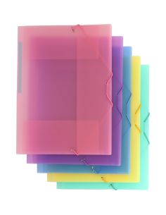 Carpeta gomas con 3 solapas PP translucido Folio colores surtidos