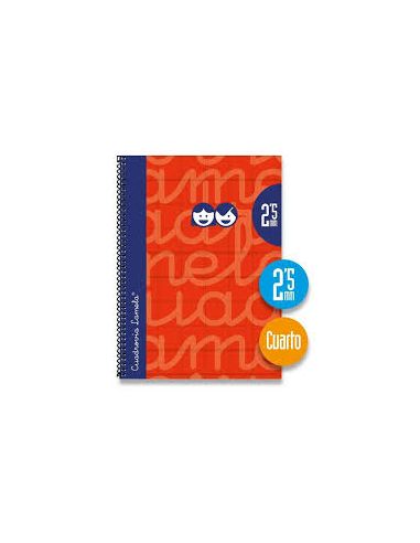 Bloc Espiral Lamela 1/4 Cuadrovia 2.5 Mm Tapa Extra Dura 80 Hojas Rojo