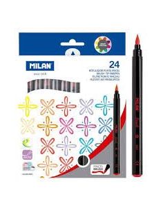 Caja 24 Rotuladores Pincel Milan